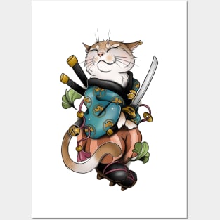 samurai cat Posters and Art